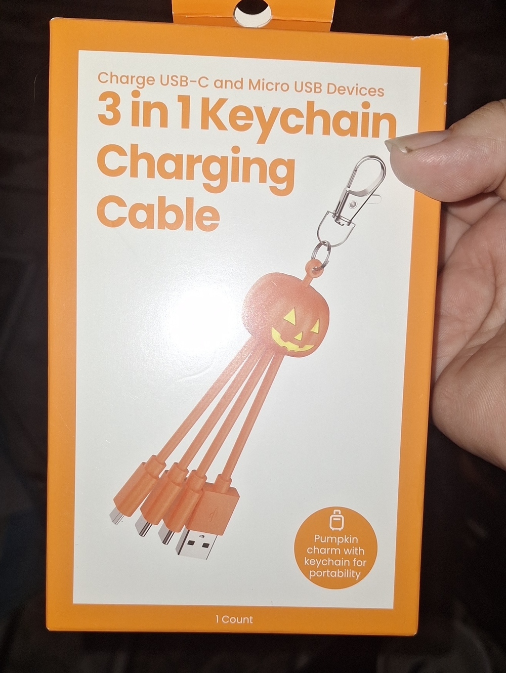 3-in-1 Keychain Charging Cable - Orange